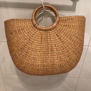 Woven wicker basket purse